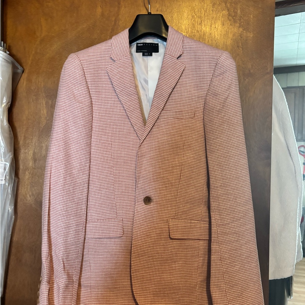 Men's Pink Puppytooth Check Blazer and Pants